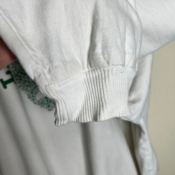 Vintage Living Earth Sweatshirt Twill Cotton Unisex White Green Tree Graphic 80s - Picture 6 of 6